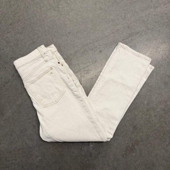 Madewell Denim - Madewell Slim Demi-Boot Jeans Off-White Cream High Rise Button Fly Size 27